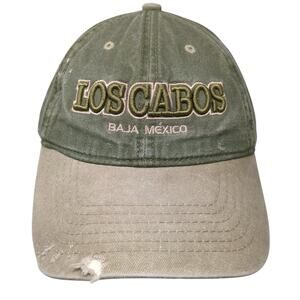 Los Cabos Baja Mexico Baseball Cap Green OS Adjustable Distressed Explosion